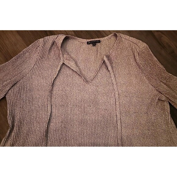 Adrianna Papell Womens Size Small Blouse Tan Mini Polka Dots Tunic Long Sleeve - Picture 5 of 9